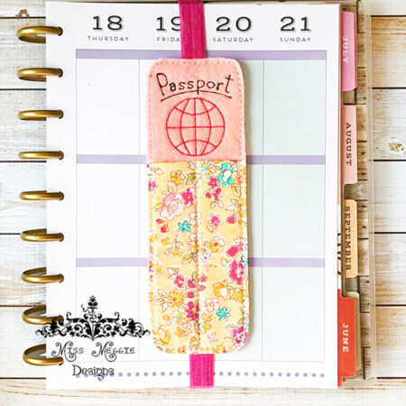 Planner 2 pen holder Passport Travel  ITH Embroidery design