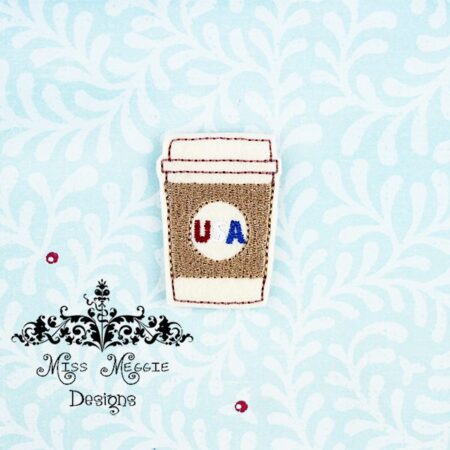Cappuccino USA Coffee love feltie ITH Embroidery design file