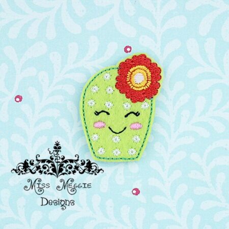 Cute Cactus Flower Feltie ITH Embroidery design file