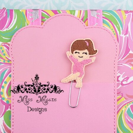 Cute Gymnastics Girl feltie paperclip ITH Embroidery design file