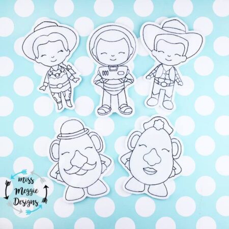 Cowboy Toys set of coloring dolls ITH Embroidery design file