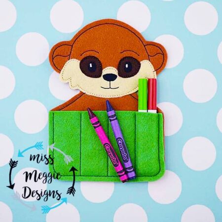 Meerkat Zoo crayon holder ITH Embroidery design