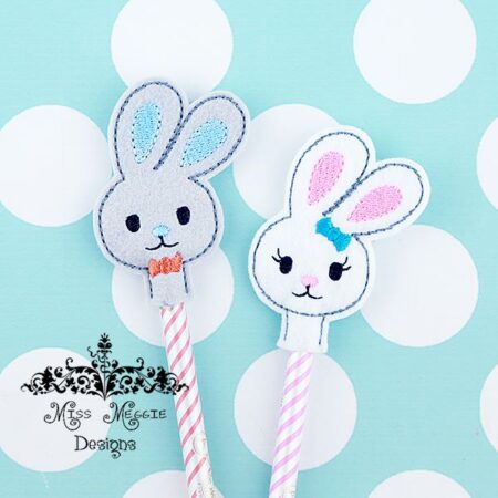 Boy Girl Bunny Pencil topper set ITH Embroidery design file