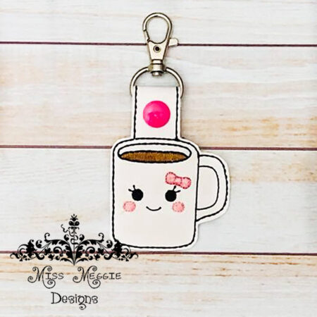 Mrs. Coffee Mug snaptab ITH Embroidery design file