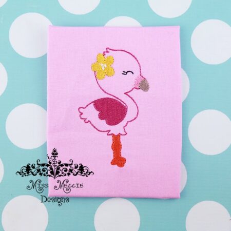Flamingo summer Fill and Redwork Design ITH Embroidery file