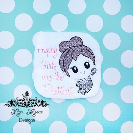 Happy Girls are the Prettiest Embroidery Redwork Design File