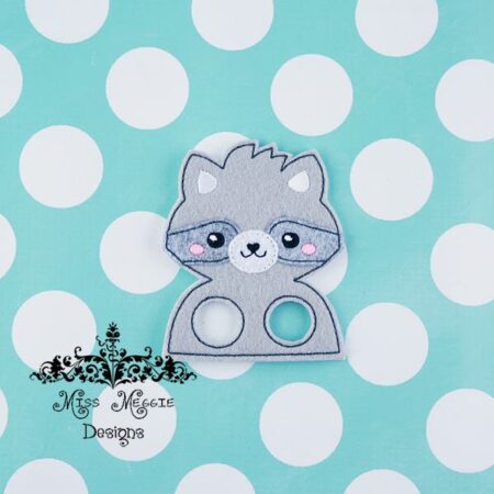 Raccoon woodland finger walker puppet ITH Embroidery design file