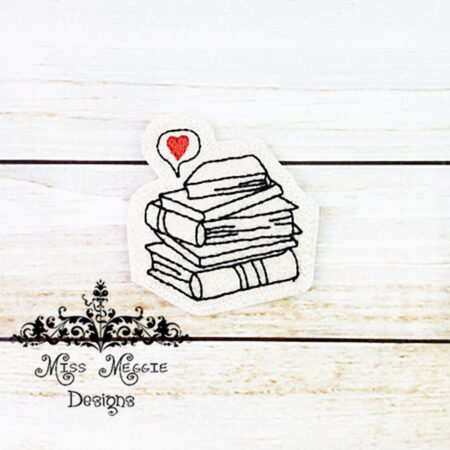 I love Books feltie ITH Embroidery design file