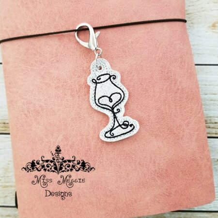 Wine Glass Feltie planner Charm ITH Embroidery design file