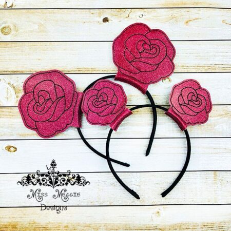 Rose Headband ears ITH Embroidery design file 2 sizes