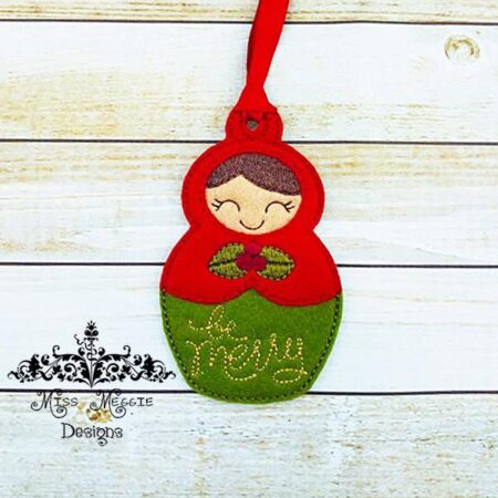 Nesting Doll Be Merry Ornament ITH Embroidery design file
