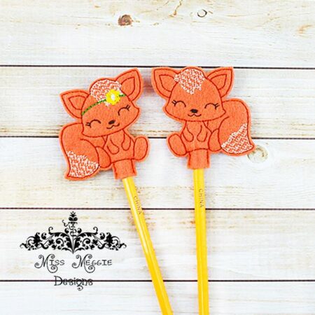 Boy Girl Fox Pencil topper set ITH Embroidery design file