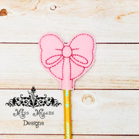 Pretty Bow Pencil topper ITH Embroidery file design