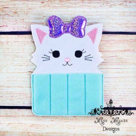 Puff Kitty Cat crayon holder ITH Embroidery design