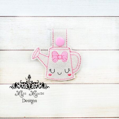 Cute Watering Can Bow snaptab ITH Embroidery design file