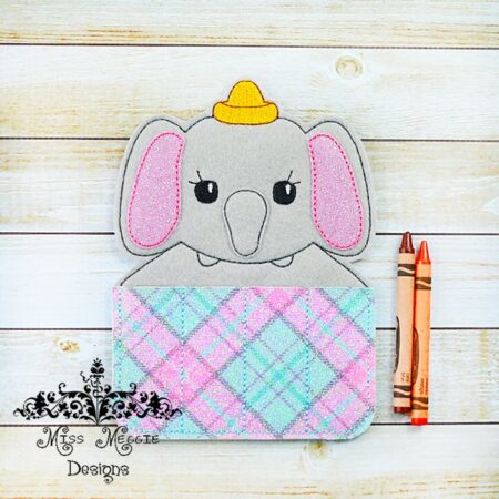 Cute Elephant crayon holder ITH Embroidery design