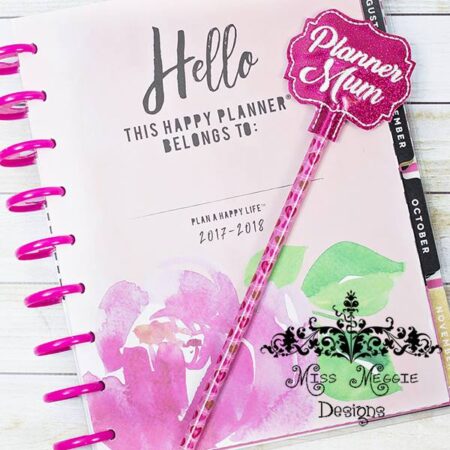 Planner Mum Pencil Topper ITH Embroidery design