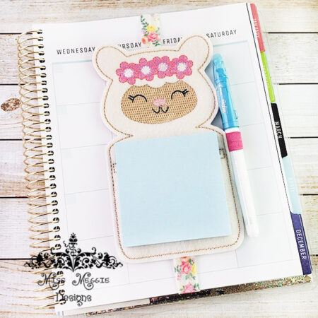 Sticky Pad Holder LLAMA ITH Embroidery design file