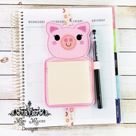 Sticky pad holder Piggy ITh Embroidery design file