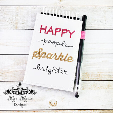 Note/Memo pad Happy People cover ITH Embroidery design file