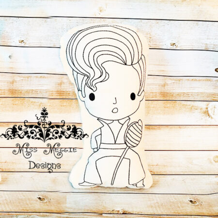 Doodle doll coloring stuffie Rock Singer ITH embroidery file