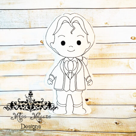 Doodle doll coloring stuffie Prince Adam ITH embroidery file