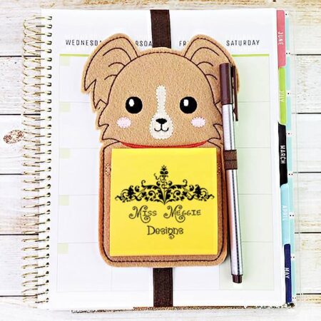 Sticky Pad Holder Dog Puppy ITH Embroidery design file