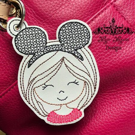 Mouse Girl Purse charm ITH Embroidery design file