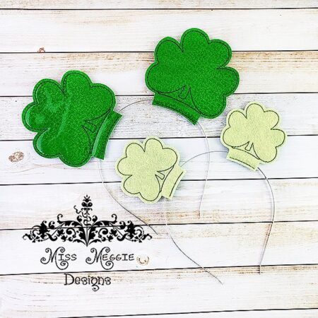 Clover St Patrick's day Headband ears ITH Embroidery design file