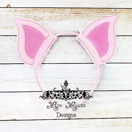 Pig Ears Dress up Headband slide on ITH Embroidery design file