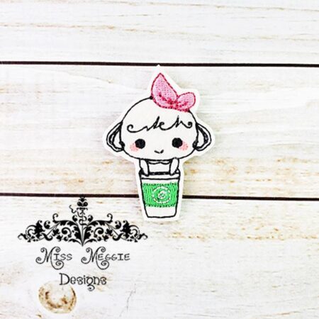 Coffee Lolly Girl Cute feltie ITH Embroidery design file