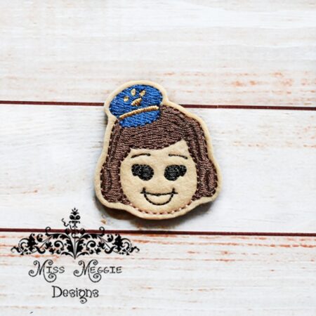Toy Little Cop Girl Police officer feltie ITH Embroidery design