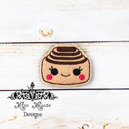 Kawaii Cinnamon Roll feltie ITH Embroidery design file