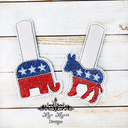 Democrat/ Republican logo snaptab set  ITH Embroidery file