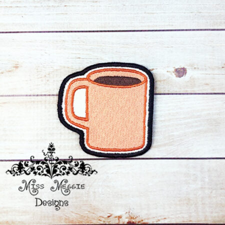 Coffee Mug Patch Design ITH Embroidery design file