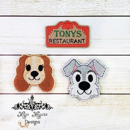 Lady Dog Tramp Puppy feltie set ITH Embroidery design