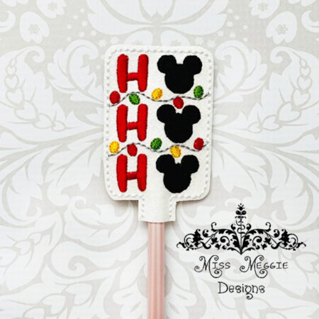 Pencil Topper Ho HO HO mouse head ITH Embroidery design file