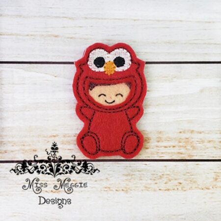 Sesame Kid in Costume Red feltie ITH Embroidery design file