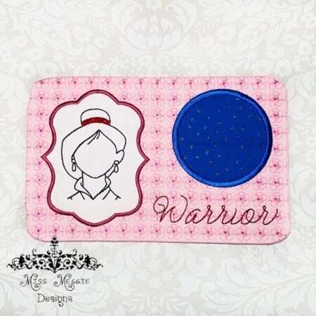 Princess M warrior Mug Rug 2 sizes ITH Embroidery design file