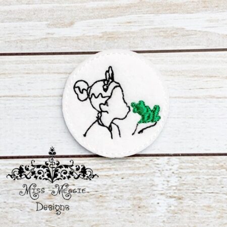Sketch Frog Princess kiss feltie ITH Embroidery design
