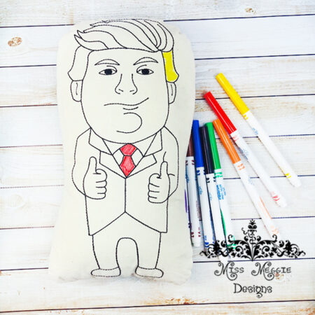 Doodle doll coloring stuffie President Trump ITH Embroidery file