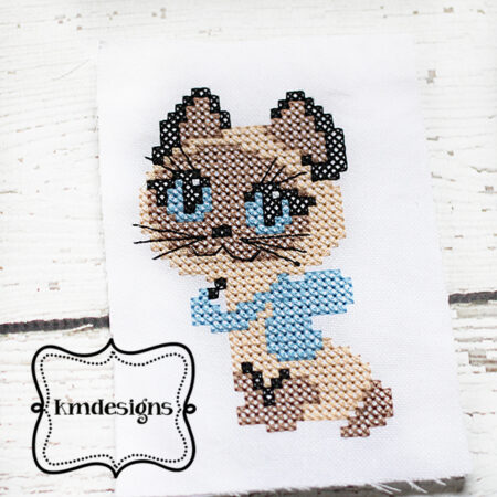 Cross Stitch Siamese cat  Kitty ITH Embroidery design file