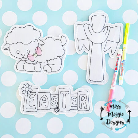 Easter 1 set coloring dolls ITH Embroidery design file