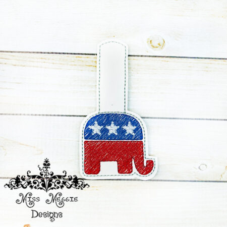 Elephant logo american snaptab ITH Embroidery design file