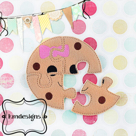 Girl Cookie toddler puzzle ITH Embroidery design file
