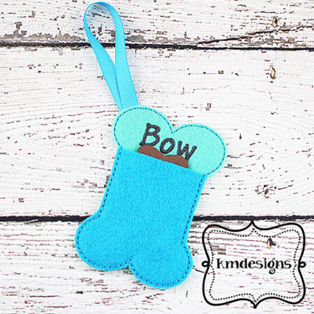 Dog bone Ornament/ Christmas Stocking/ gift tag ITH Embroidery