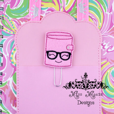 Geeky planner book feltie ITH Embroidery design file paperclip