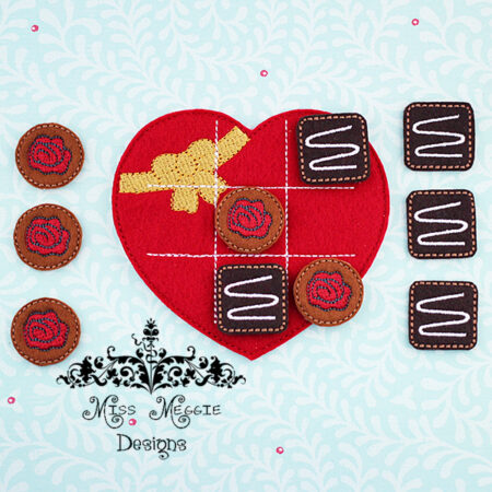 Valentine Candy TTT Tic Tac Toe ITH Embroidery design set file