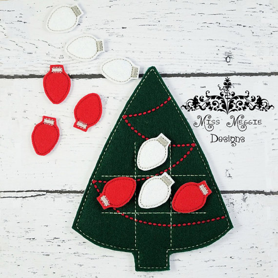Christmas Tree TTT Set Tic Tac Toe ITH Embroidery design