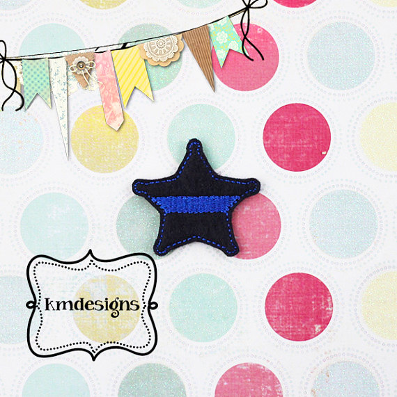 Sheriff Blue Line Badge Feltie ITH Embroidery Design